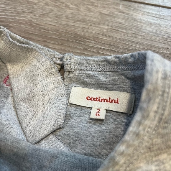 Catimini Girl's Size 2 Candy Print Dress Gray Short Sleeves - Picture 3 of 7